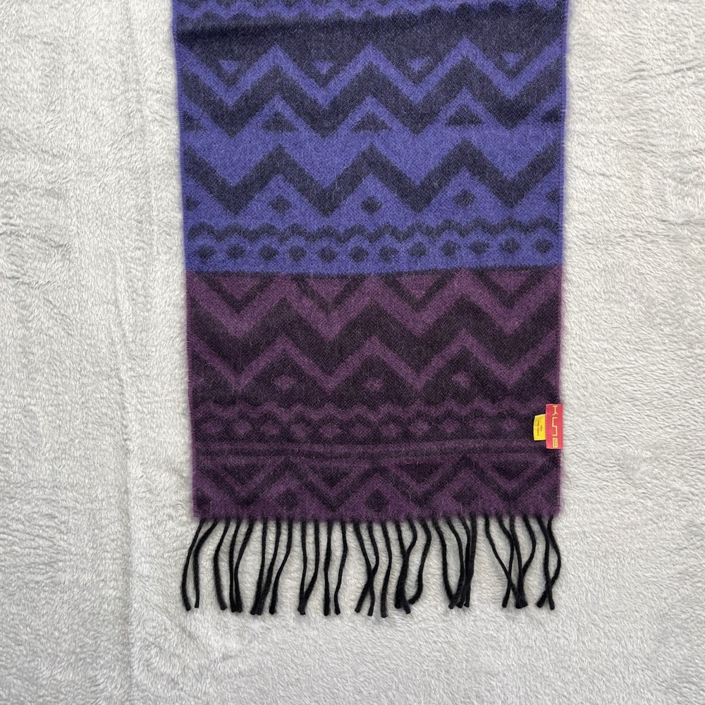 Kuna Scarf Purple Blue‎ 100% Baby Alpaca Chevron Geometric Fringe Peru - Picture 12 of 14